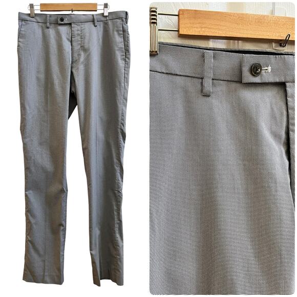 Uniqlo Men’s Micro Houndstooth Print Straight Leg Trouser Pant Tag Size 34x34 - Picture 1 of 12